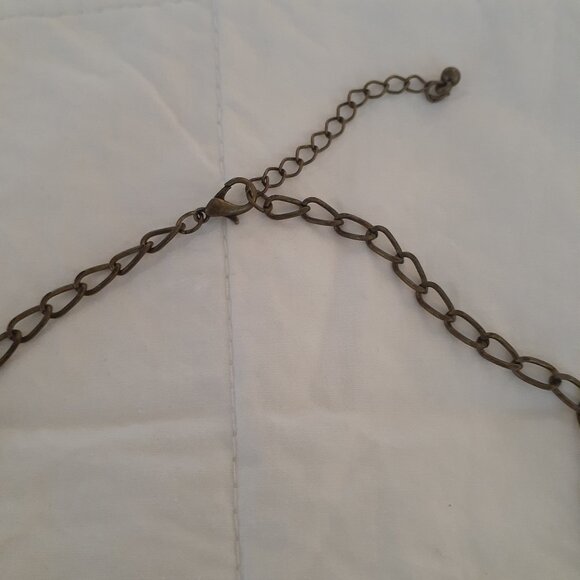 Victorian Style Brass- Look Charm Necklace - Picture 2 of 3